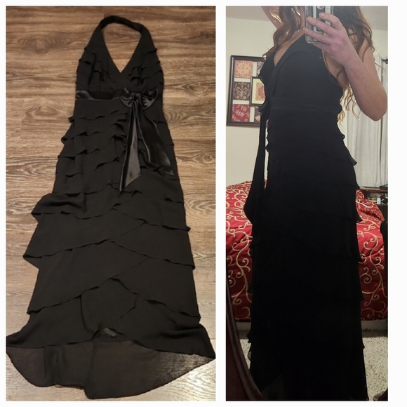 ❤️ TADASHI SHOJI SILK TIERED RUFFLE HALTER SHEATH COCKTAIL DRESS, 4 - Picture 1 of 12